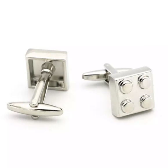 Vintage Silver Lego Inspired Square Cufflinks - Picture 4 of 16